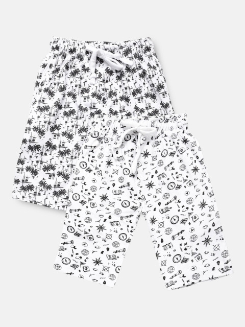 

Urban Dog Boys Pack Of 2 White Printed Cotton Shorts