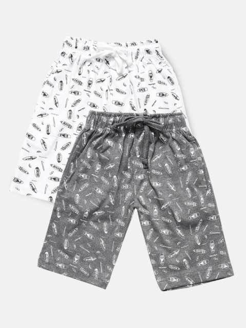 

Urban Dog Boys Grey Conversational 2 Printed Mid-Rise Regular Shorts