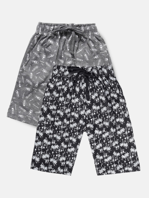 

Urban Dog Boys Pack Of 2 Printed Cotton Shorts, Black