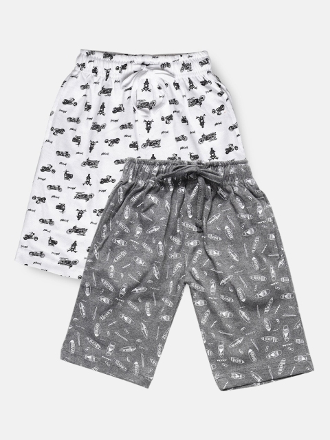 

Urban Dog Boys Pack Of 2 Printed Cotton Shorts, Grey