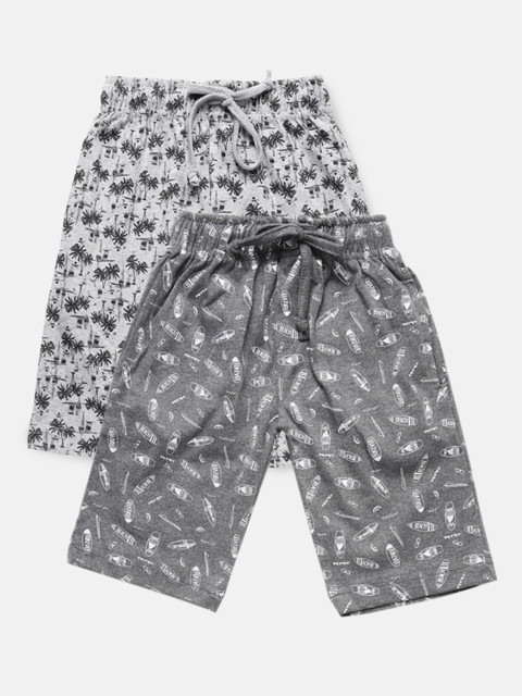 

Urban Dog Boys Grey Conversational 2 Printed Mid-Rise Regular Shorts