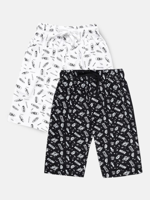 

Urban Dog Boys Pack of 2 Black & White Printed Cotton Shorts