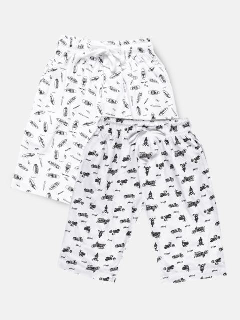 

Urban Dog Boys White Set of 2 Conversational Printed Mid-Rise Regular Shorts