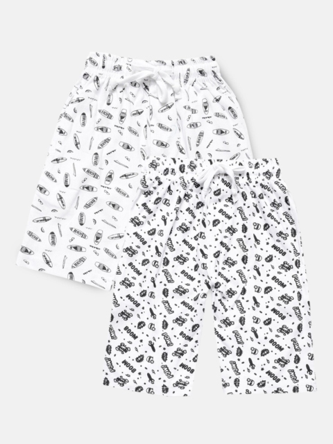 

Urban Dog Boys Pack Of 2 White Printed Cotton Shorts