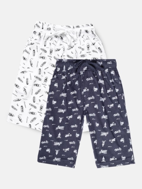 

Urban Dog Boys Navy Blue & White Set of 2 Conversational Printed Mid-Rise Regular Shorts