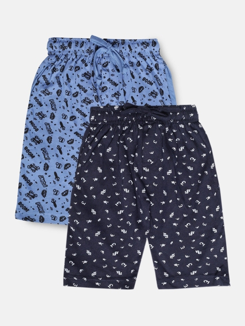 

Urban Dog Boys Pack of 2 Navy Blue & Blue Printed Cotton Shorts