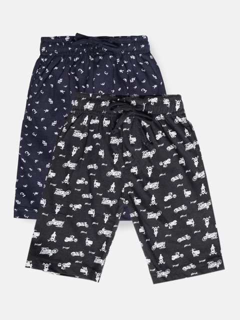 

Urban Dog Boys Pack Of 2 Printed Cotton Shorts, Black