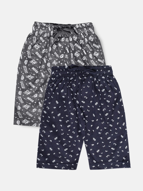 

Urban Dog Boys Navy Blue Conversational 2 Printed Mid-Rise Regular Shorts