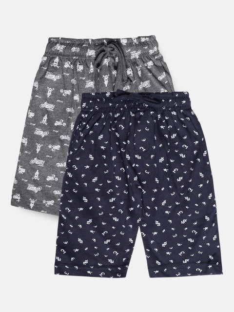 

Urban Dog Boys Pack Of 2 Printed Cotton Shorts, Navy blue