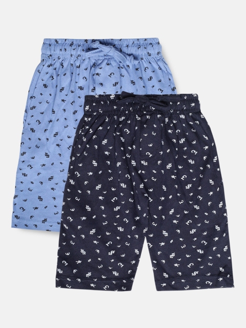 

Urban Dog Boys Navy Blue Conversational 2 Printed Mid-Rise Regular Shorts