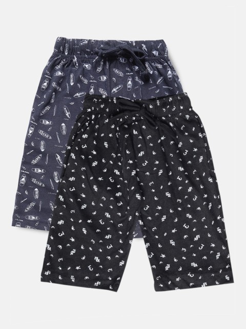 

Urban Dog Boys Pack Of 2 Printed Cotton Shorts, Black