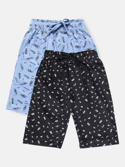 

Urban Dog Boys Pack Of 2 Printed Cotton Shorts, Black