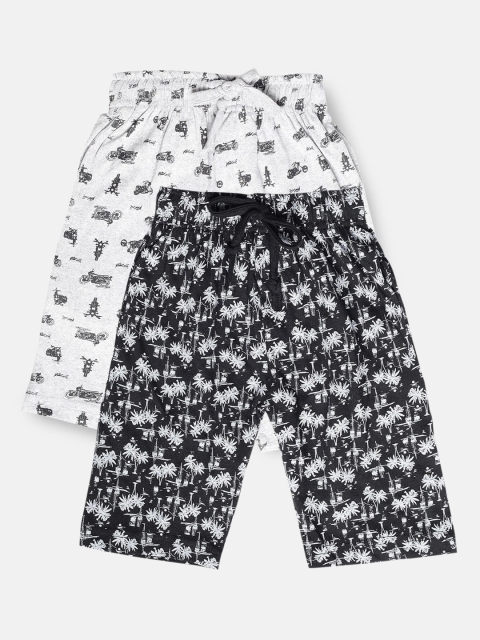 

Urban Dog Boys Pack Of 2 Printed Cotton Shorts, Black