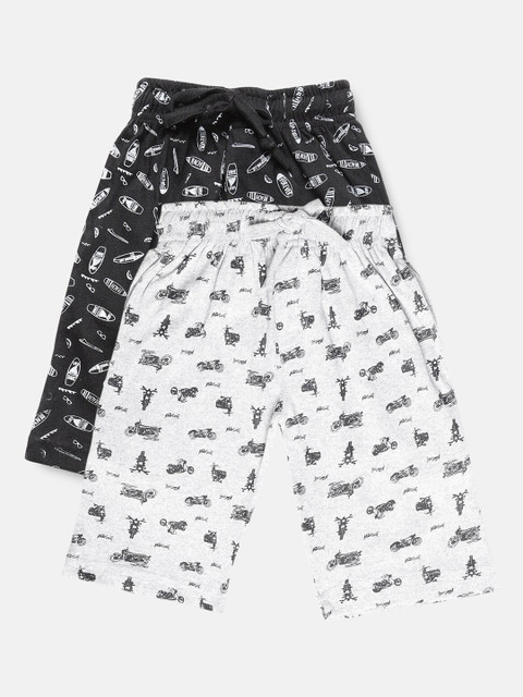 

Urban Dog Boys Grey Conversational 2 Printed Mid-Rise Regular Shorts