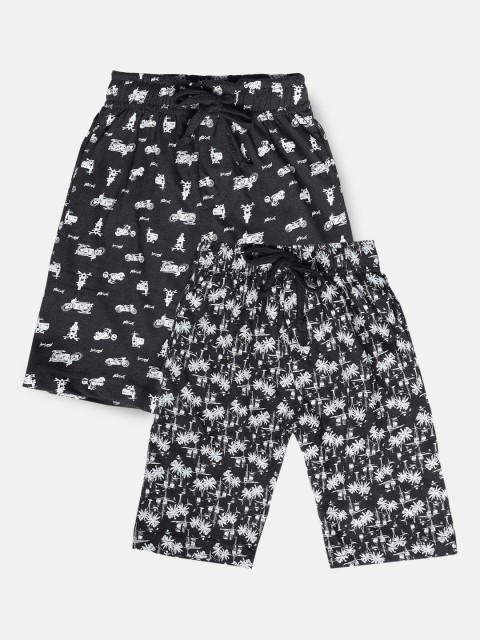 

Urban Dog Boys Pack of 2 Printed Cotton Shorts, Black