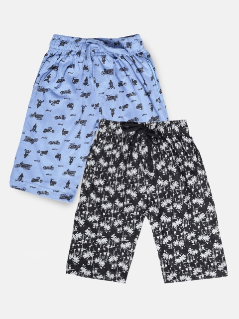 

Urban Dog Boys Pack Of 2 Printed Cotton Shorts, Black
