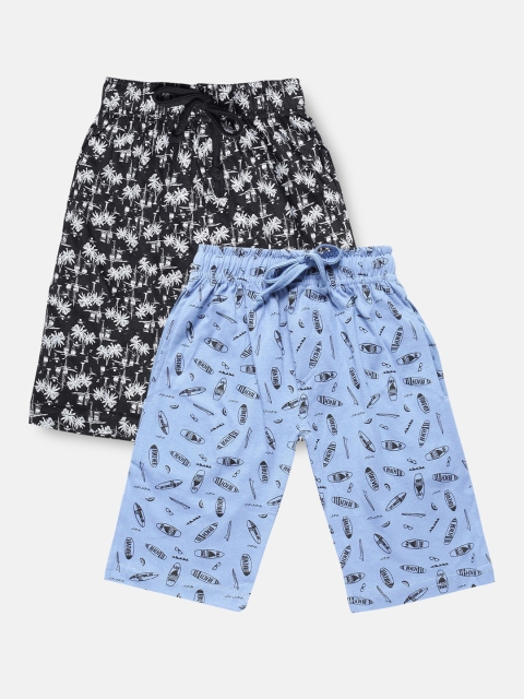 Urban Dog Boys Pack of 2 Knee-Length Cotton Shorts, Black