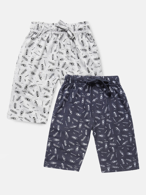 

Urban Dog Boys Pack Of 2 Printed Cotton Shorts, Navy blue