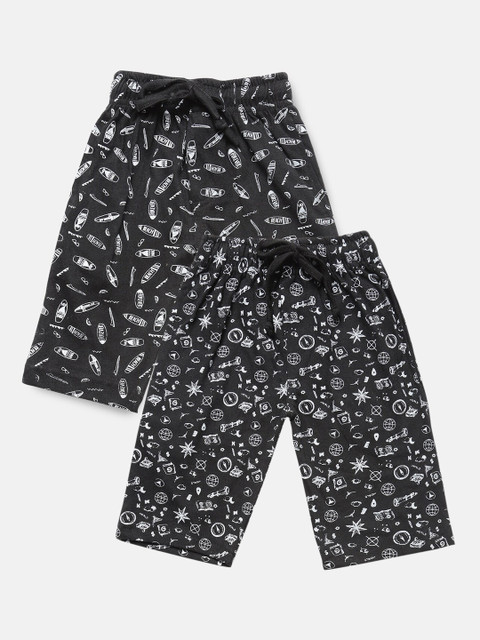 

Urban Dog Boys Black Conversational 2 Printed Mid-Rise Regular Shorts