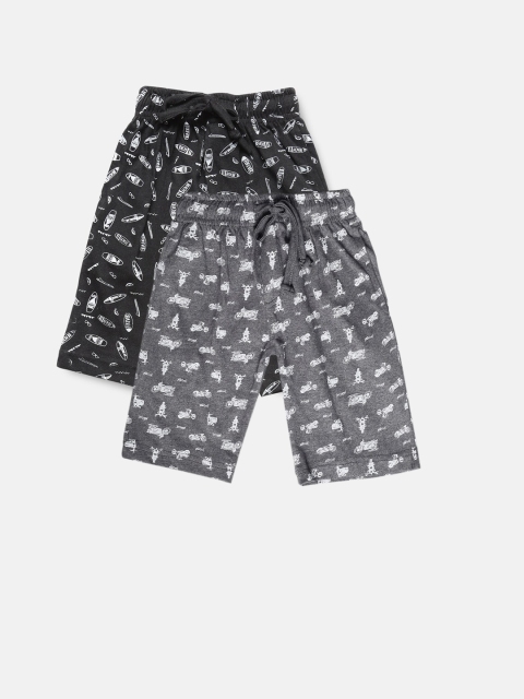 

Urban Dog Boys Grey Conversational 2 Printed Mid-Rise Regular Shorts