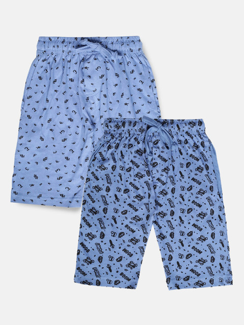 

Urban Dog Boys Blue Conversational 2 Printed Mid-Rise Regular Shorts