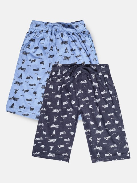 

Urban Dog Boys Pack Of 2 Printed Cotton Shorts, Navy blue
