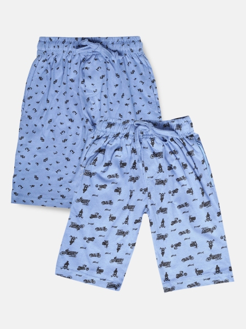

Urban Dog Boys Pack of 2 Knee-Length Cotton Shorts, Blue