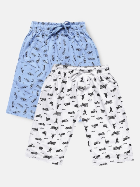 Urban Dog Boys White Conversational 2 Printed Mid-Rise Regular Shorts