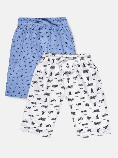 Urban Dog Boys Pack of 2 Printed Cotton Shorts, White