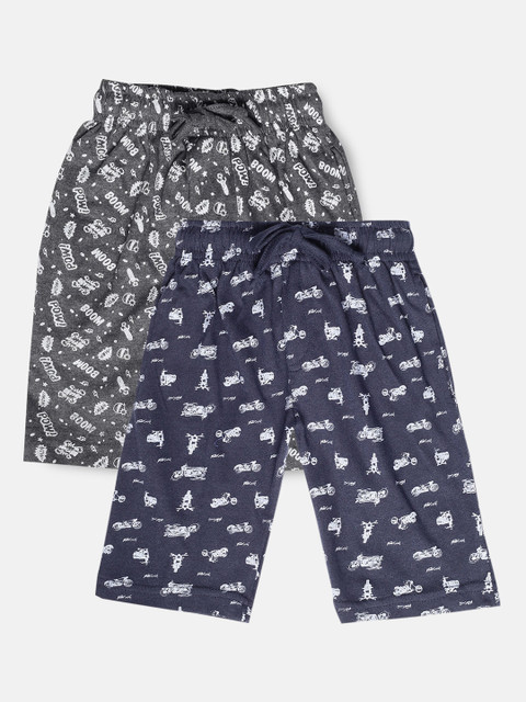 

Urban Dog Boys Pack of 2 Printed Cotton Shorts, Navy blue