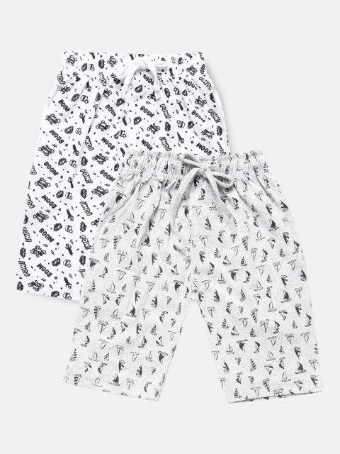 

Urban Dog Boys Pack of 2 White & Grey Printed Cotton Shorts
