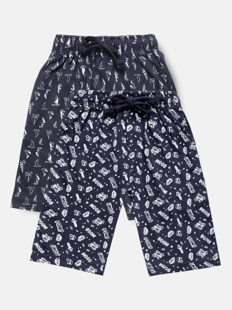 

Urban Dog Boys Pack of 2 Navy Blue Printed Cotton Shorts