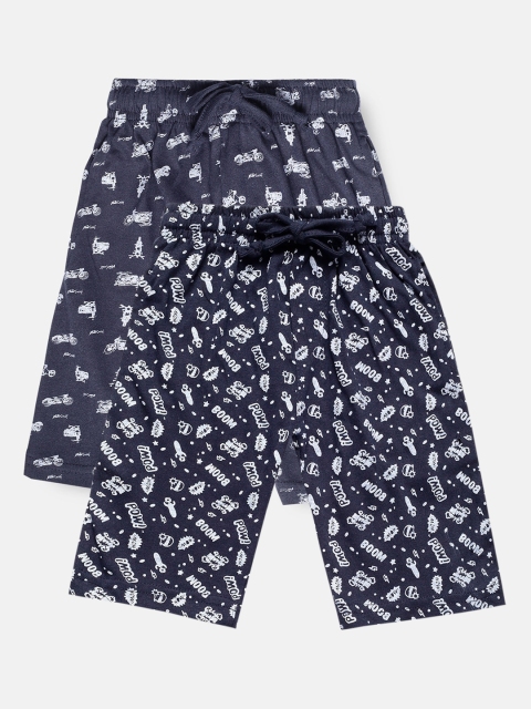 

Urban Dog Boys Pack of 2 Navy Blue Printed Cotton Shorts