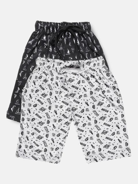

Urban Dog Boys Pack of 2 Printed Cotton Shorts, Grey melange