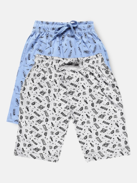 

Urban Dog Boys Pack of 2 Printed Cotton Shorts, Grey melange