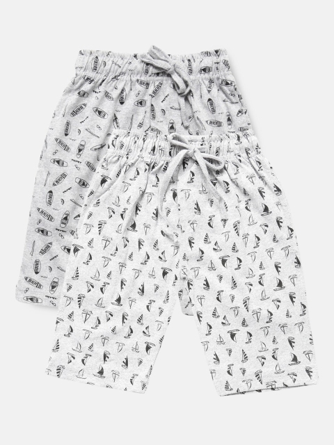 

Urban Dog Boys Pack of 2 White & Grey Printed Cotton Shorts