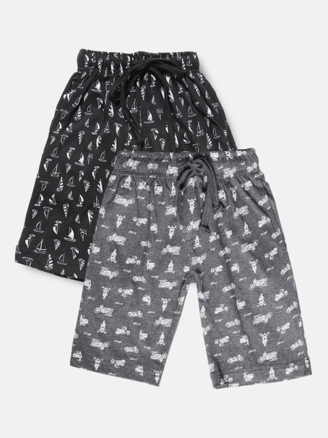

Urban Dog Boys Pack of 2 Printed Cotton Shorts, Grey