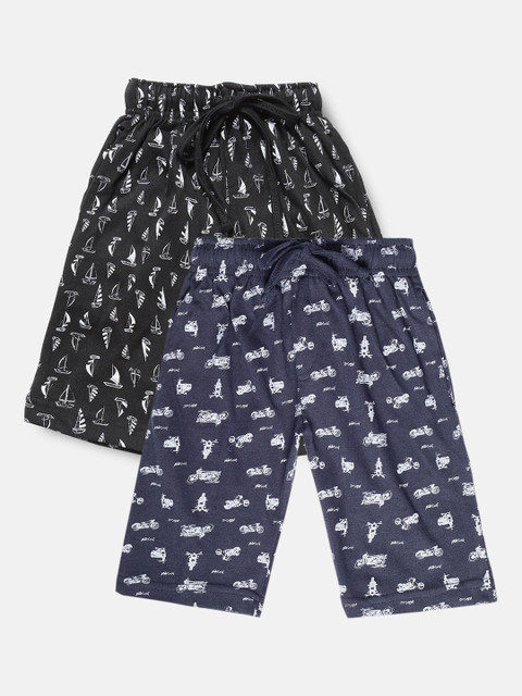 

Urban Dog Boys Pack of 2 Printed Cotton Shorts, Navy blue