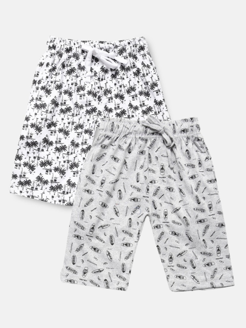 Urban Dog Boys Pack of 2 Printed Cotton Shorts, Grey
