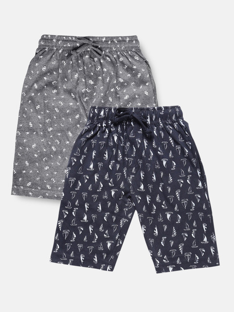 

Urban Dog Boys Pack of 2 Printed Cotton Shorts, Navy blue