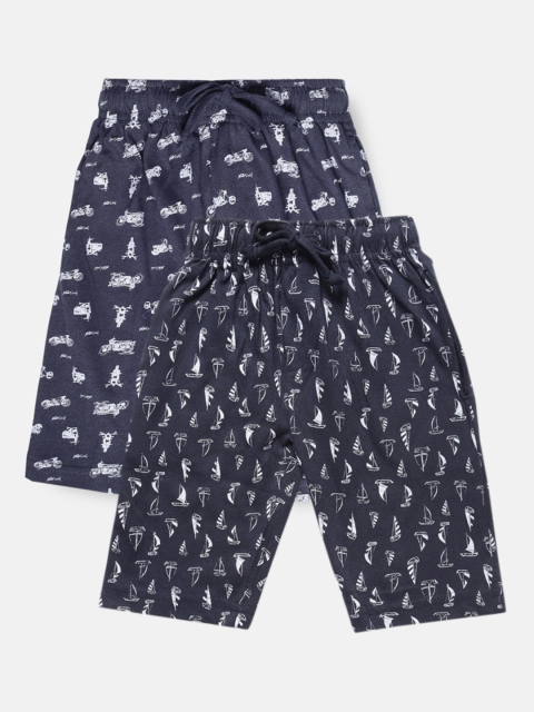 

Urban Dog Boys Navy Blue Conversational Printed Mid-Rise Regular Shorts