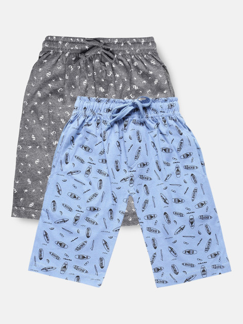 

Urban Dog Boys Blue Typography Printed Mid-Rise Regular Shorts