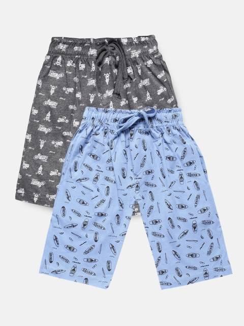

Urban Dog Boys Blue Typography Printed Mid-Rise Regular Shorts