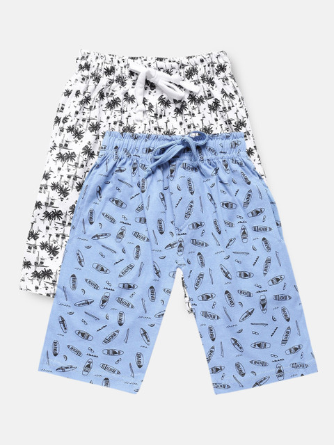 

Urban Dog Boys Blue Typography Printed Mid-Rise Regular Shorts