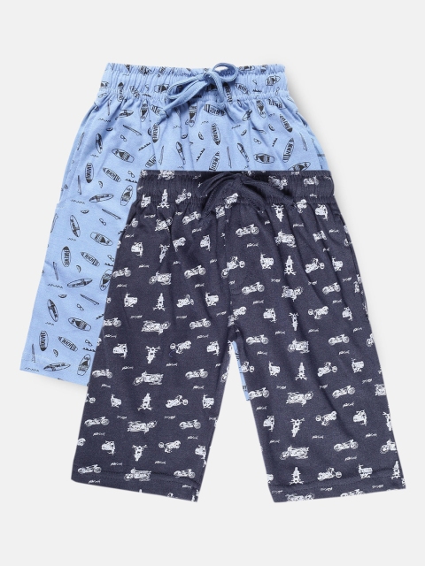

Urban Dog Boys Navy Blue Printed Mid-Rise Regular Shorts