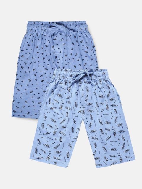 

Urban Dog Boys Blue Typography Printed Mid-Rise Regular Shorts