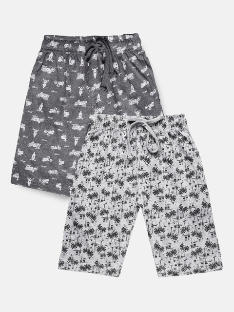 

Urban Dog Boys Grey Printed Mid-Rise Regular Shorts