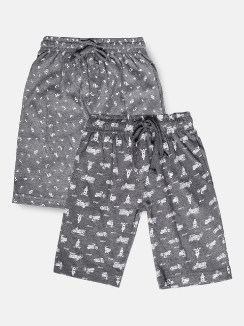 

Urban Dog Boys Grey Conversational Printed Mid-Rise Regular Shorts