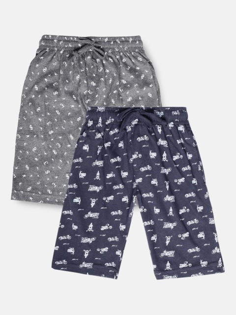 

Urban Dog Boys Navy Blue Conversational Printed Mid-Rise Regular Shorts