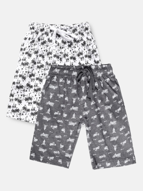 

Urban Dog Boys Grey Conversational Printed Mid-Rise Regular Shorts